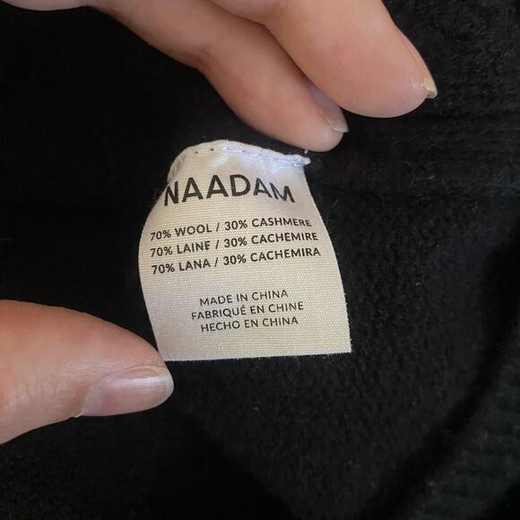 Revolve Nadaam Cashmere Wool Sweater Cableknit Ruffle Black Mockneck Romantic - Picture 5 of 5